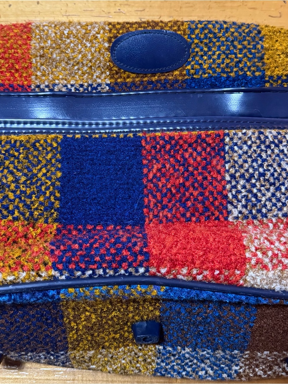 Vintage Wool Patchwork Tote Bag in Multicolor Plaid